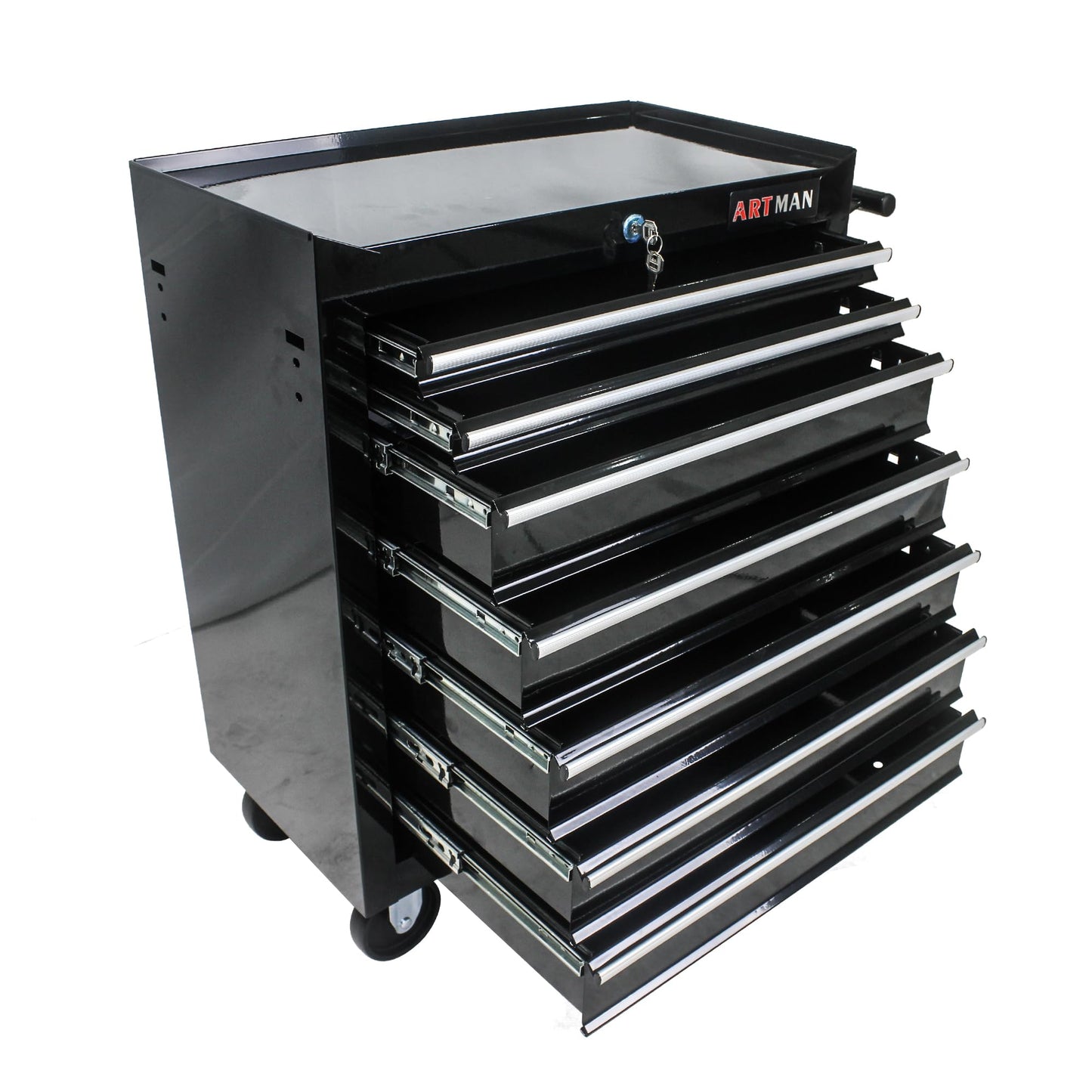 LKJYBG 7-Drawer Rolling Tool Cart Cabinet with Keyed Locking System High Capacity Tool Storage Cabinet Organizer with Wheels Black