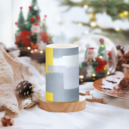 ALAZA Grey and Yellow Abstract Art Painting Flickering Flameless Candles Battery Operated with Remote Timer,Tea Light Candles LED Pillar Votive Candles Set of 2 for Outdoor Indoor Decorations