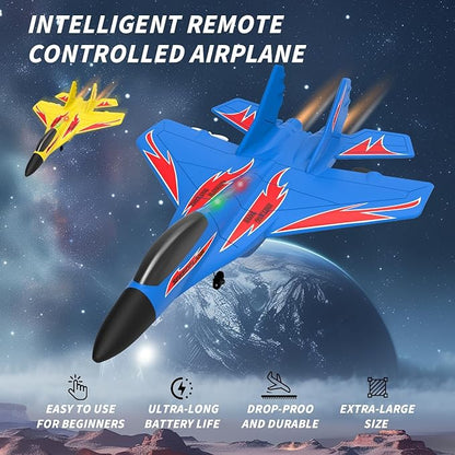 Foam Remote Control Wireless Airplanes RC Planes Remote Control Fighter Toys 2CH 2.4Ghz RC Fighter Jet with Light Hobby Rc Airplanes Easy to Fly for Kids Boys Adults(Black)