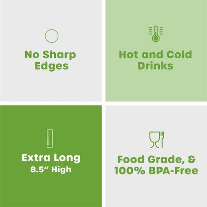 Comfy Package, [100 Count] Jumbo Plastic Smoothie Straws - 8.5"High - Assorted Colors