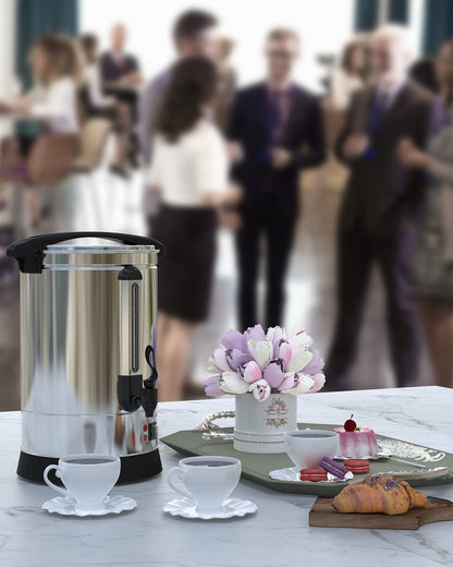 DEXSO 100 Cup 14L Commercial Coffee Urn,[Rapid Extraction] [304 Stainless Steel Suitable for Food] Hot Beverage Dispenser, [Easy Clean-up] Hot Water Urn for Churches, Meeting Rooms, Lounges