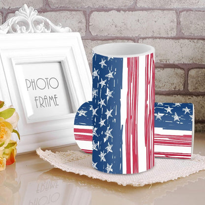 NETILGEN Patriotic USA Flag Flameless LED Candles with Battery Operated Set of 2 with Timer Remote Control July 4th American Flag Independence Day Decor