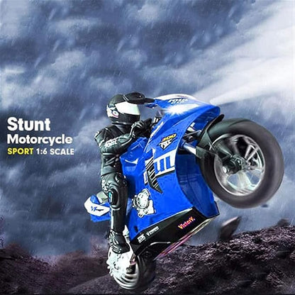 Remote Control Motorcycle High Speed Self Balancing Single Wheel Stunt RC 1/6 Scale 360 Rotating LED Flashlight Toy Best Xmas Gift for Boys &amp Girls Blue