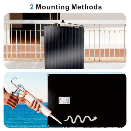 200W Flexible Solar Panel Kit, Lightweight Monocrystalline Ultra-Flexible Bendable Mono Off-Grid Charger with 30A Charge Controlle for 12-24V Battery Charging Car Battery Camping Stuff (2 * 100W)