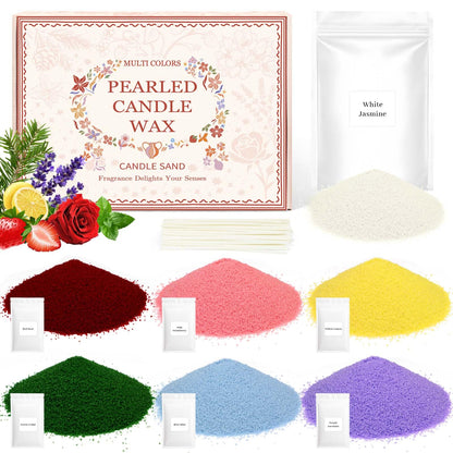 STRN Pearled Candle Sand Wax with 20 Wicks, 7 Scented Candle Beads, Candle Refill Kit, Home Fragrance Decoration for Candle Making DIY, Wedding Party