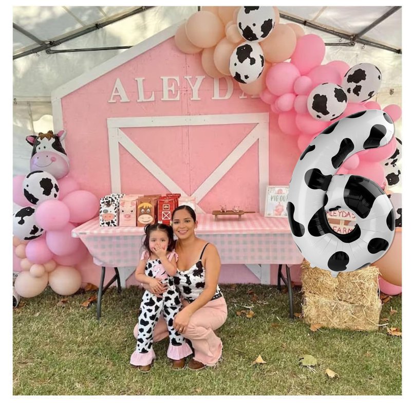 Cow Print 5 Balloon, Number Balloon 40 Inch Cow Print Party Supplies Farm Animal Balloons, 5th Birthday Balloon Decorations, 5 Number Balloons, Number 5 Balloon