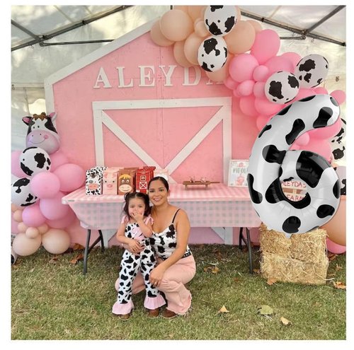 Cow Print Number 17 Balloon 40 inch, 17 Number Balloons, 17th Cow Farm Barnyard theme Birthday Decorations for Girls Boys Kids, 17 Year Old Party Supplies