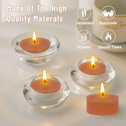 Pumpkin Scented Tea Lights - Handmade Small Round Candles in Transparent Cups, Clean Burning Smokeless 4-Hour Burn, Perfect for Fall Decor, Thanksgiving & Cozy Evenings
