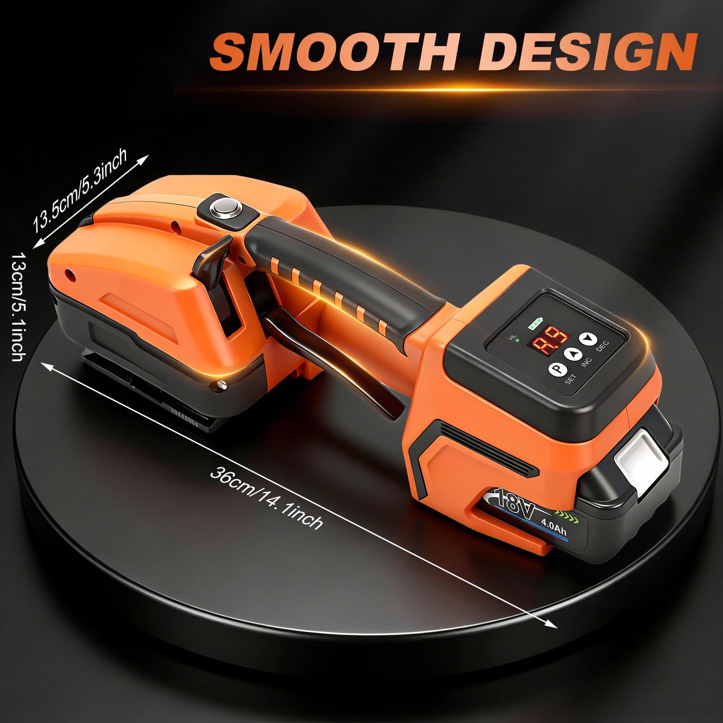 GEARCESS Electric Strapping Machine with LCD Screen, Tool Portable Baler for 1/2-5/8 in PP PET Straps 2 x 4000mah Battery Powered Automatic Banding Box Pallet (with Gloves and Goggles)