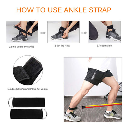 Resistance Bands Set (12pcs), Workout Bands with Handles, Door Anchor, Ankle Straps and Carry Bag, Exercise Bands for Shape Body and Home Workouts