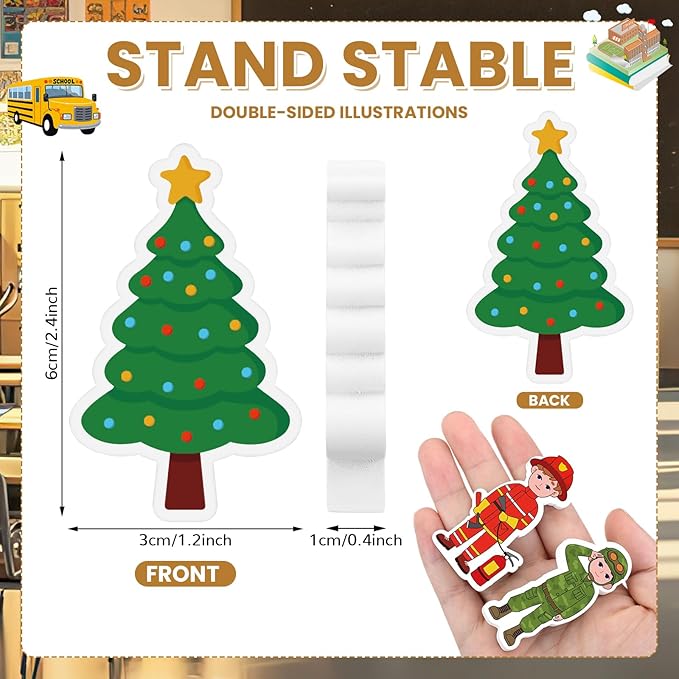 50 Pcs Wooden Community Helpers Play Set Community Includes Little Wooden People Buildings Cars Multicultural Figurines Toy Preschool Little Professionals Block Character (Classic)