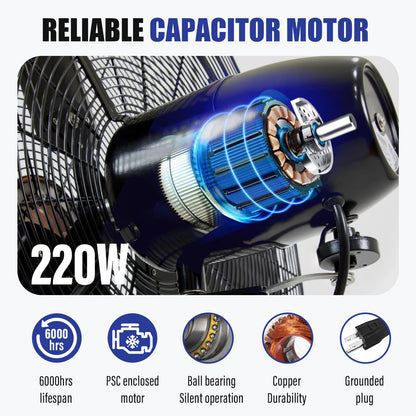 iLiving 30" Commercial Pedestal Oscillating Fan - Shop, Garage, Warehouse - 120V 1.8A 8400 CFM