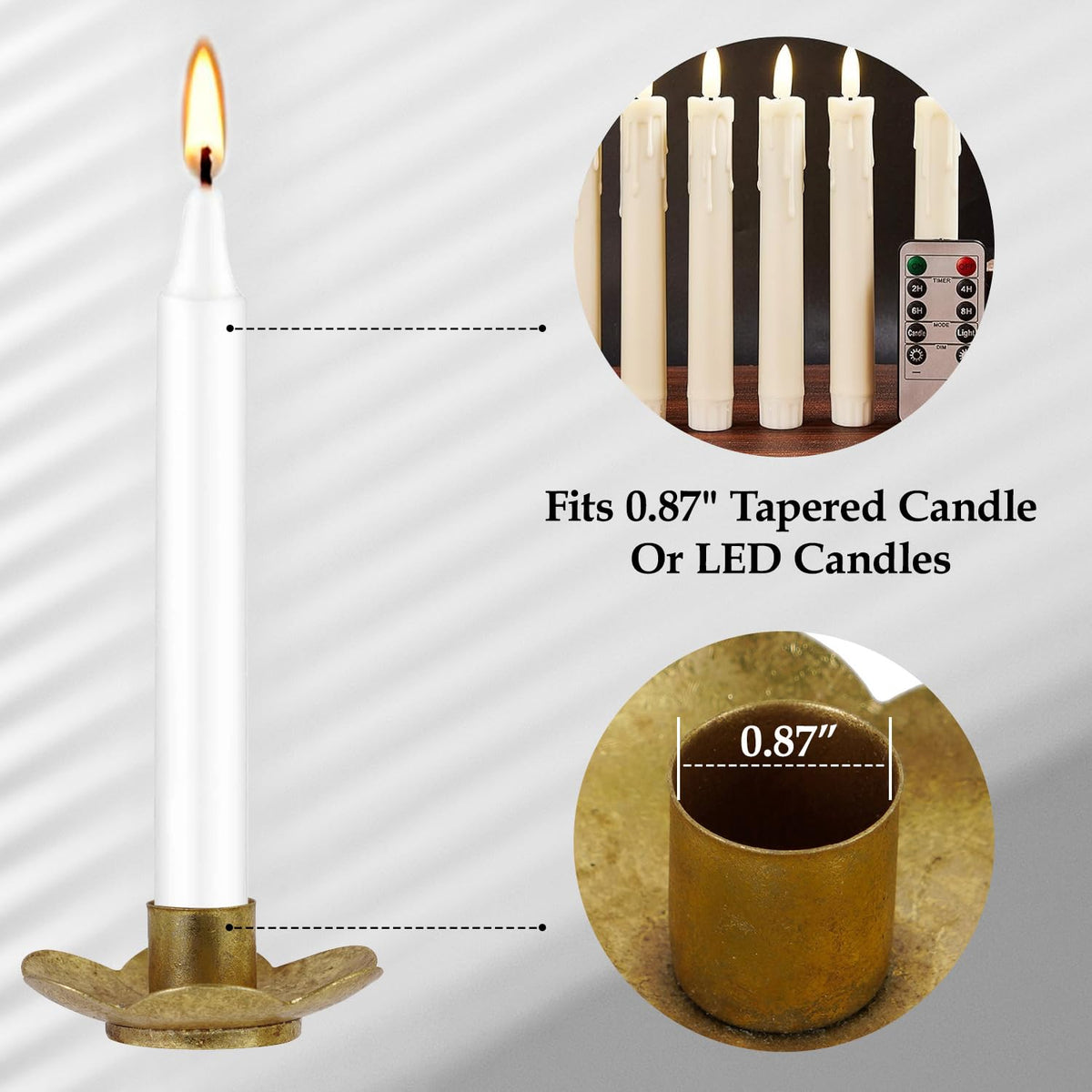 NIKKY HOME Gold Flower Taper Candle Holders Set of 2, Vintage Candle Stand