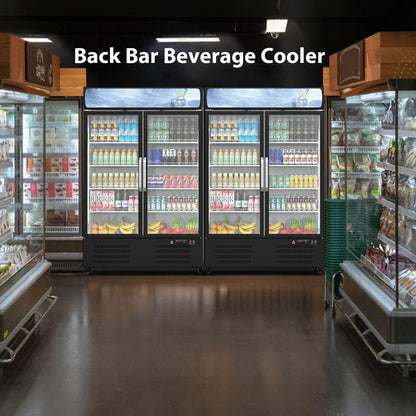 Garvee Commercial Refrigerator - Large Capacity Glass Door Merchandiser with LED Display, 36.3 Cu.Ft Upright Fridge for Business & Commercial Use, Black