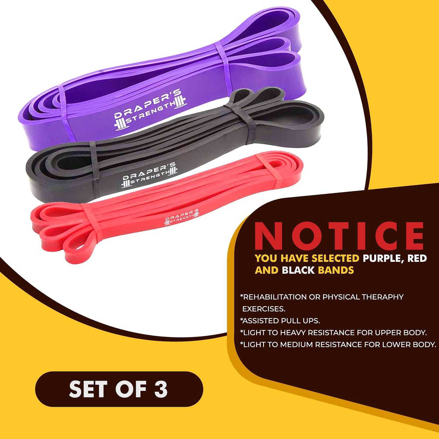 Draper's Strength Heavy Duty Resistance Stretch Loop Bands for Powerlifting Workout Exercise and Assisted Pull Ups