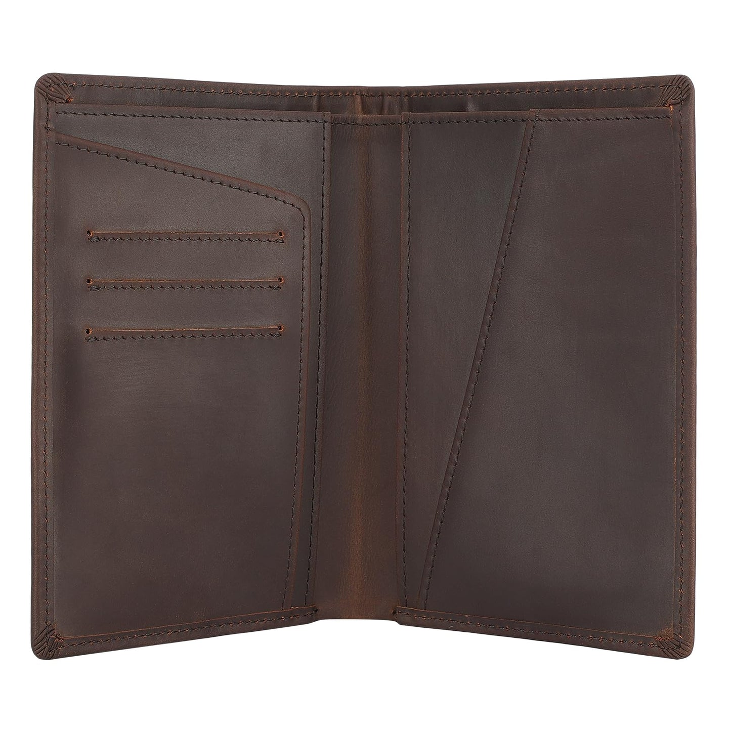 Polare Functional RFID Blocking Leather Passport Holder Travel Bifold Wallet For Men (Dark Brown with AirTag Slot)