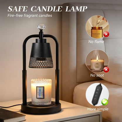 Candle Warmer Lamp with Timer Dimmer Dual Pole Height Adjustable Candle Warmer Gifts for Women Wax Melt Warmer for Scented Jar Candles Birthday Gift for Mom Mothers Day House Warming New Home Decor