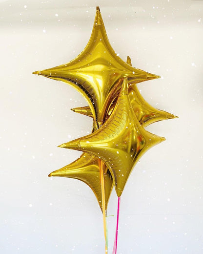 Gold Star Balloons,12Pcs Four Angle Star Foil Balloons,26Inch and 10Inch Gold Quadrangle Helium Balloon for Birthday Graduation Anniversary Baby Shower Wedding Party Decorations