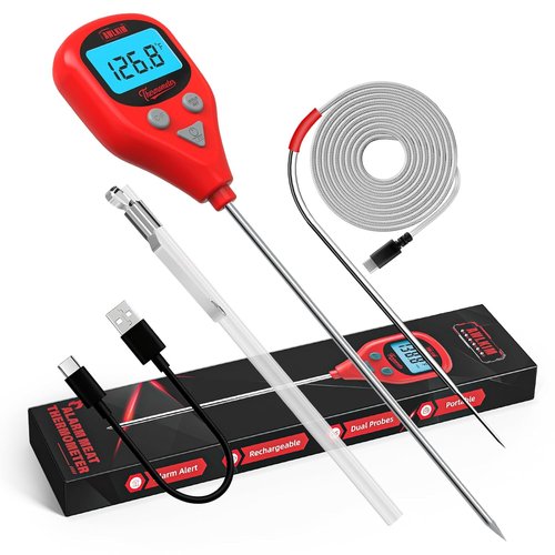AWLKIM Digital Meat Thermometer - Rechargeable Instant Read with 40-Inch Probe | IP67 Waterproof, Audible Alarm
