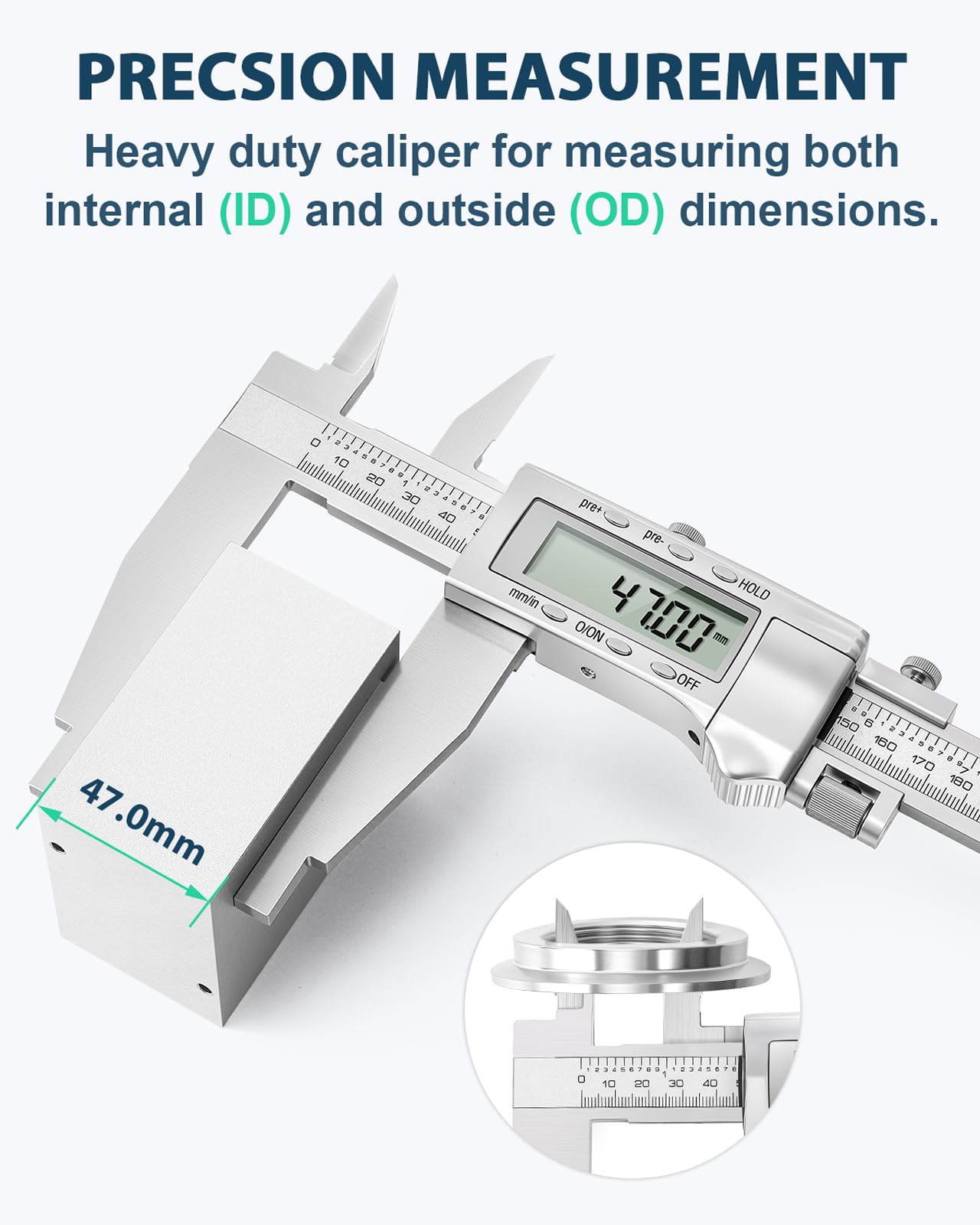 Mxmoonfree 20-Inch Digital Caliper with 4-Inch Jaw Depth, Precision Measuring Tool, Full Metal Frame, Large LCD Screen, Resolution 0.0005"/0.01mm, Ideal for Professionals & Hobbyists