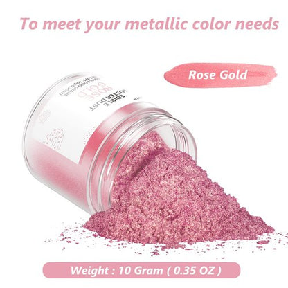 Edible Luster Dust Rose Gold10 Grams, Food Grade Cake Luster Dust Tasteless Dessert Dusting Powders for Baking Cherrysea Food Coloring Powder for Cupcakes, Cake Pops,Fondant,Chocolate, Candy