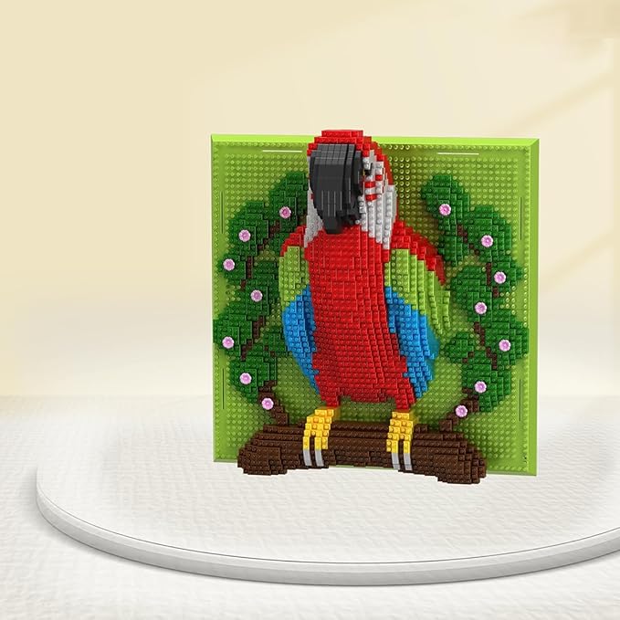 BDYDT Wall Art Parrot Building Blocks Set a Wall Decor Set for Adults Who Love Creative Hobbies (2008 Pieces) Toys Gifts for Kid and Adult