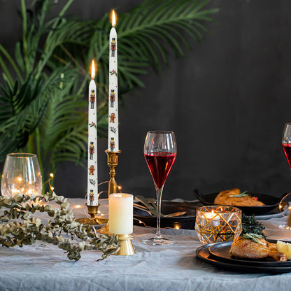 Floral Taper Candles 10 Inch Tall Unscented Handmade Gingerbread Man Print Long Burning Elegant Candlesticks for Christmas Decor Gifts