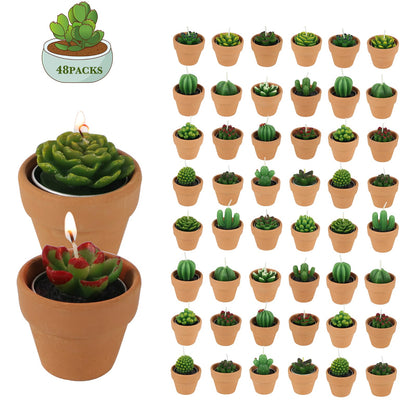 Succulent Tealight Candles with Terracotta Pot, Creative or Novelty, 48 Packs Handmade Decorative Candle as Housewarming Wedding Party Baby Shower Gifts