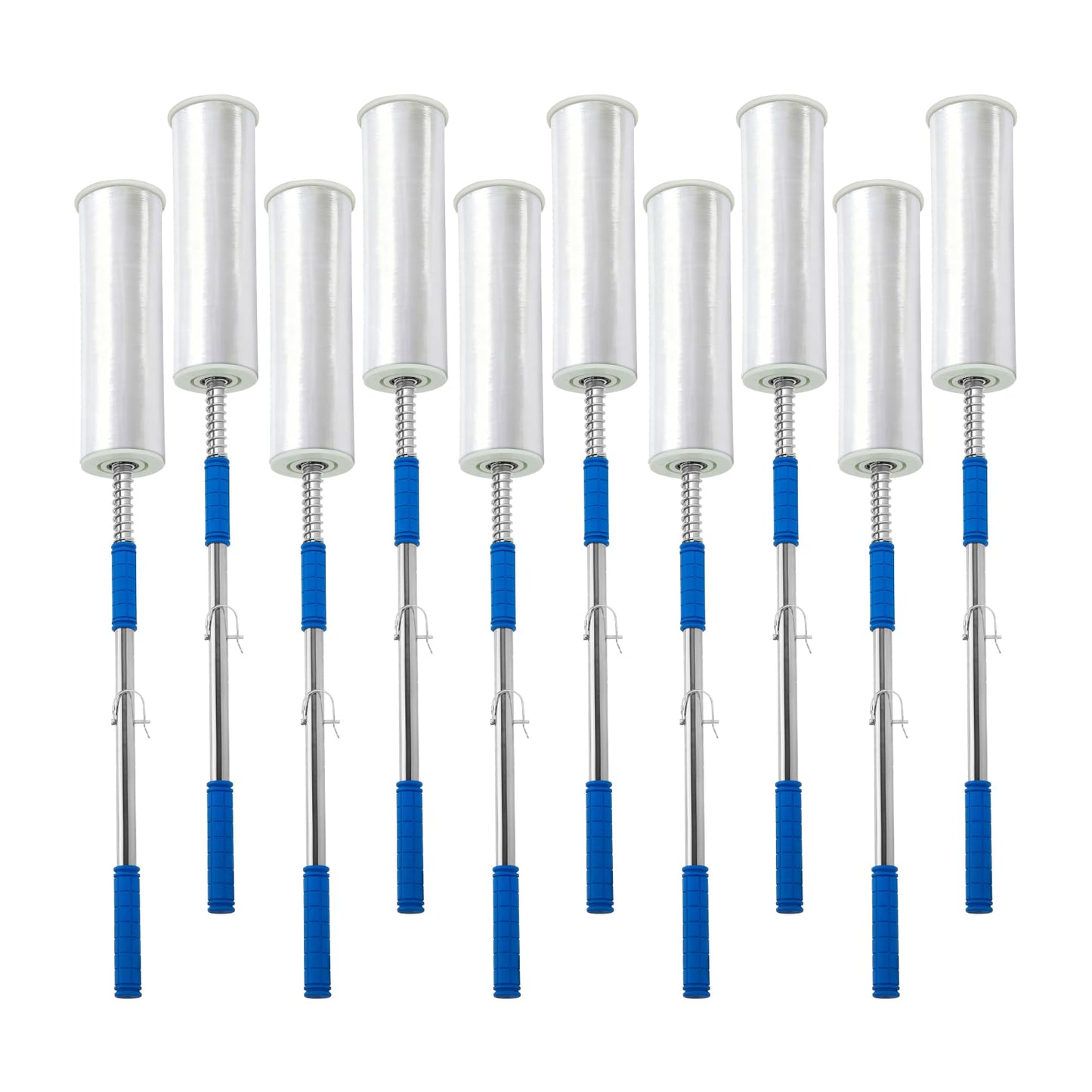 10-Pack Heavy Duty Stretch Film Dispenser Pole Holder - 48 Inch Extra Long Handle for Pallet Wrapping - Fits 12" to 24" Rolls with 2" to 3" Core - Industrial Grade Stretch Wrap