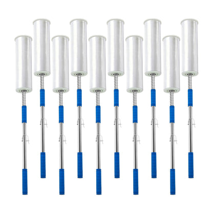 10-Pack Heavy Duty Stretch Film Dispenser Pole Holder - 48 Inch Extra Long Handle for Pallet Wrapping - Fits 12" to 24" Rolls with 2" to 3" Core - Industrial Grade Stretch Wrap