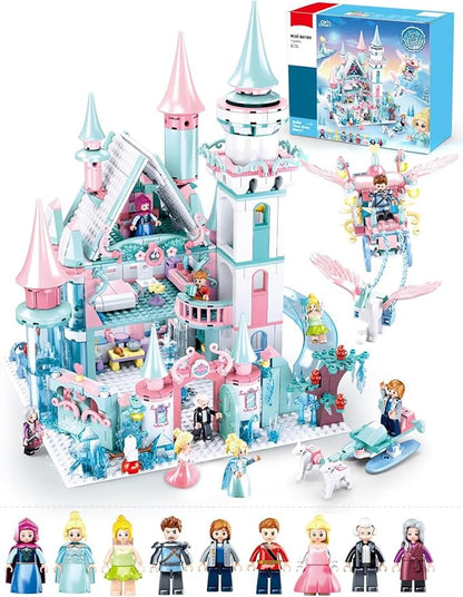 Castle Girl Set Princess Castle Building Set Friend Dream House Blocks with Slide Carriage &amp Sledge 9 Minifigures Gift for Girls Aged 6+ Compatible with Lego Castle Sets 1314 PCS