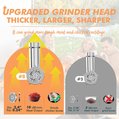 ALTRA LIFE #8 Meat Grinder, [3200W Max] Electric Heavy Duty Sausage Stuff with 2 Stainless Steel Blades and 3 Grinding Plates, Sausage Tube & Kibbe Kit, for Commercial & Home Use