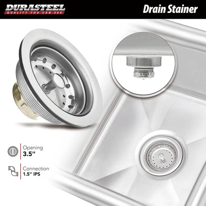 DuraSteel 304 Commercial Stainless Steel Utility Sink - 15 Inch Tub Freestanding Prep Kitchen Sink w/Faucet - NSF Hand Wash Station for Kitchen Sinks, Outdoor, Laundry Room, Garage Small Kitchenette