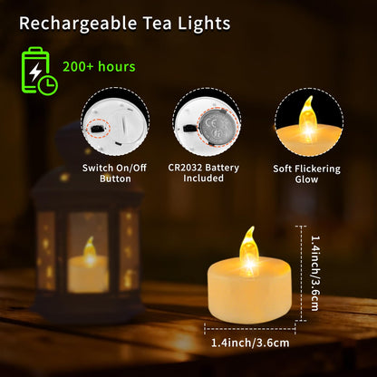 Eloer Tea Lights Flameless Candles, 100 Pack Warm Yellow Battery Operated Flickering Candles 200+ Hours Ideal for Home Decoration Outdoor Wedding Parties (100pack Warm Yellow)