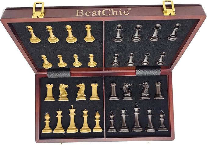 18 Wooden Chess SetFolding Storage Wooden Chess Board Sets Large Chess Board Sets Premium Board Games Chess Set for Adults and Kids Chess Enthusiasts