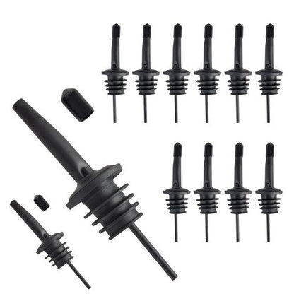 JNWINOG 12 Pack Stainless Steel Bottle Pourers with Dust Caps, Matte Black Bar Accessories (Matte Black, 12 Pack)