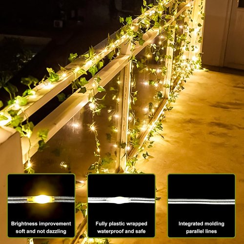 HXWEIYE Artificial Ivy Greenery Garland - 12 Pack with 200 LED Fairy Curtain String Lights | Perfect for Indoor/Outdoor Decor