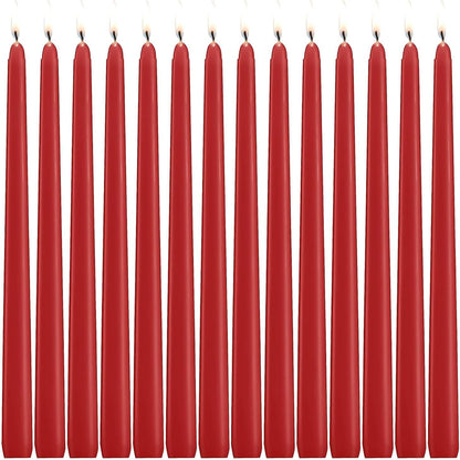 14 Pack Red Taper Candles - Taper Candles 12 Inch Dripless, Smokeless & Unscented - 10 Hours Long Burning - Hand Poured Tall Candlesticks - Ideal for Weddings, Dinner Parties, and Home Decor