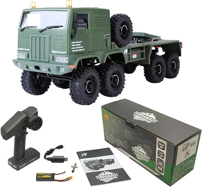 Helidirect HobbyPlus 1/18 RC Crawler CR18P Terranaut 8x8 RC Truck Remote Control Car w Full-Lock 8WD RTR Active All-Wheel Steering 2-Speed Transmission Recovery Winch LED Lights (Green)