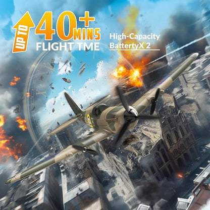 volantexrc RC Plane 3 Channel Remote Control Plane Fighter Spitfire with 6-axis Gyro 2.4GHz RTF Radio Controlled Aircraft Easy to Fly for Beginners Adults (76205 RTF)