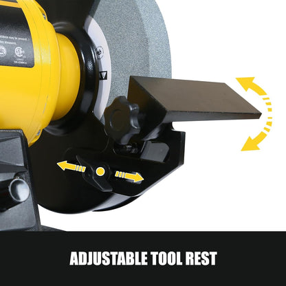 Digital Display 8 Inch Variable Speed Bench Grinder, 3/4HP 5.0 Amp Power Bench Grinder with Work Light, Adjustable Tool Rest and Cast Iron Base for Knife, Chisel