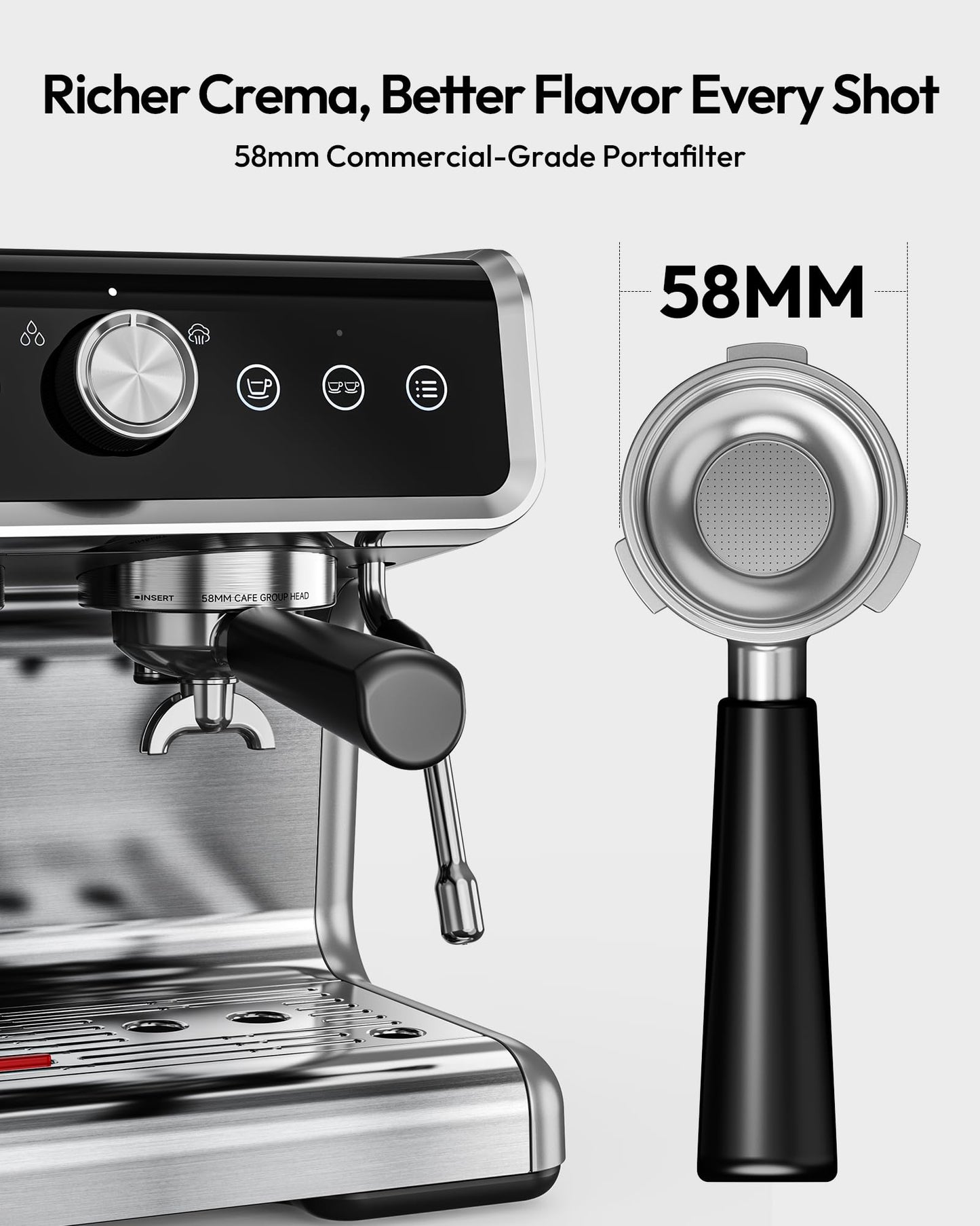 EUHOMY Espresso Machine with Grinder, 20 Bar Professional Espresso Coffee Maker for Home,with Milk Frother for Latte, Cappuccino & Barista-Style