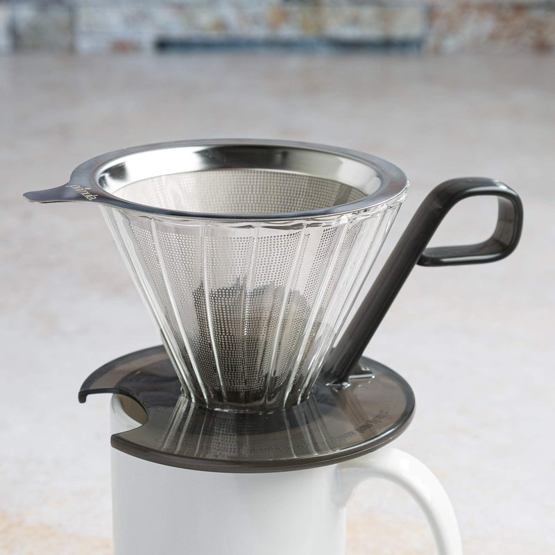 Primula Seneca Pour Over Coffee Maker Removable Ultra Fine Micro Mesh Stainless Steel Filter, 4.8 x 4.8 x 4.8 inches, Black