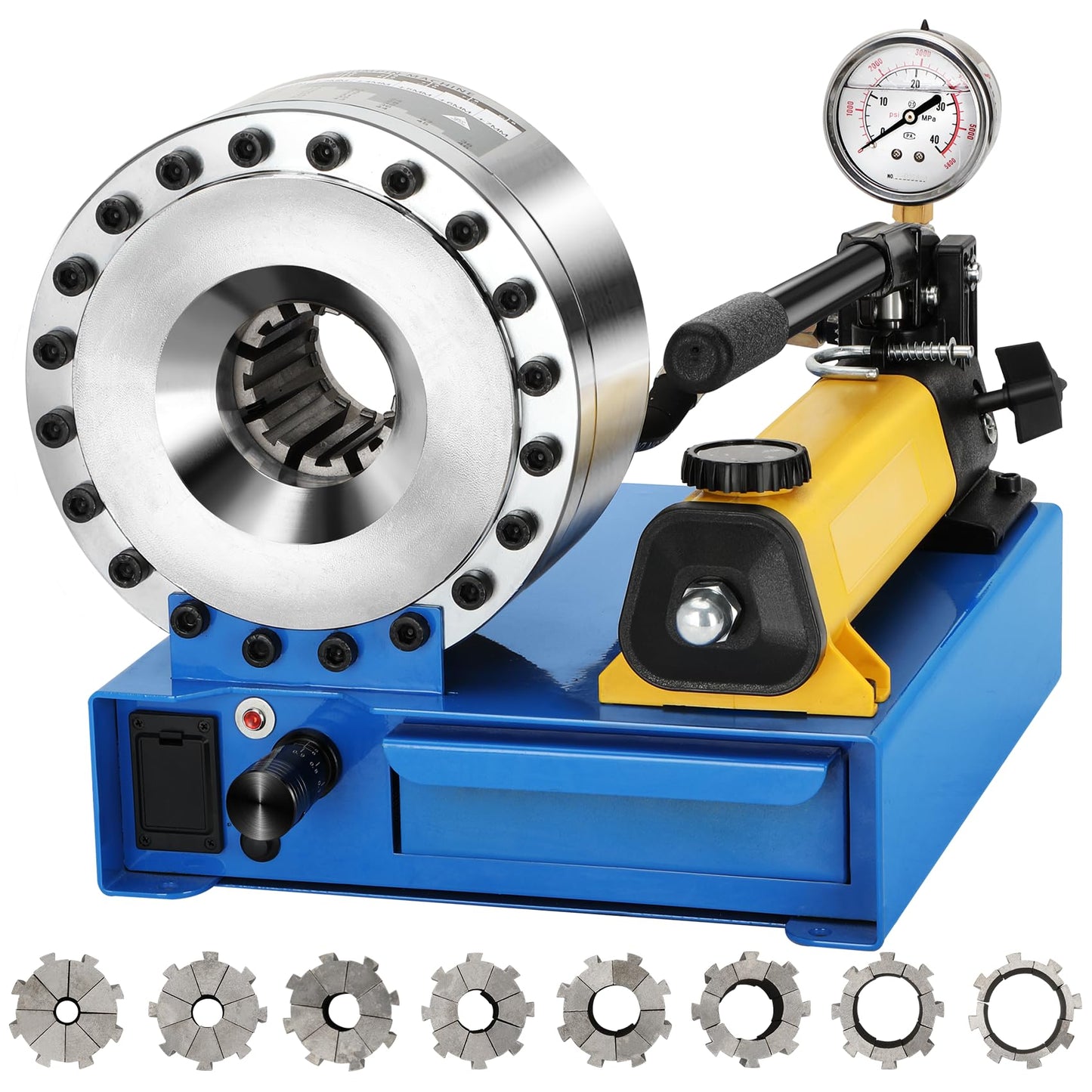 High Pressure Hydraulic Hose Line Crimping Tool With 8 Dies, Hydraulic Line Crimping Tool For Most Braided Hose Diameters 0.24” - 1.7”