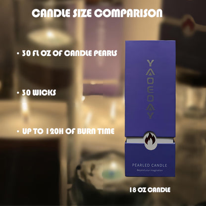 Pearl Candle 18 oz. Long-Lasting Fragrance (up to 120 Hours) - Includes 30 refillable Wicks