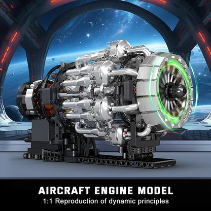 Mould King 10216 Turbojet Engine Building Sets Mechanical Aviation Aircraft Engine Model Kit That Runs Build Your Own STEM Model Engine Gift for Age 14+/Adult Collections Enthusiasts (1214+ PCS)