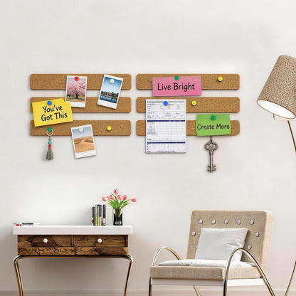 Fushing Cork Boards Felt Bulletin Boards, 13"x2" Pin Boards with Push Pins, Self-Adhesive, No-Drill Wall Mount Pin Boards for Classroom, Office, Home, Dorm, Bedroom Door (18)