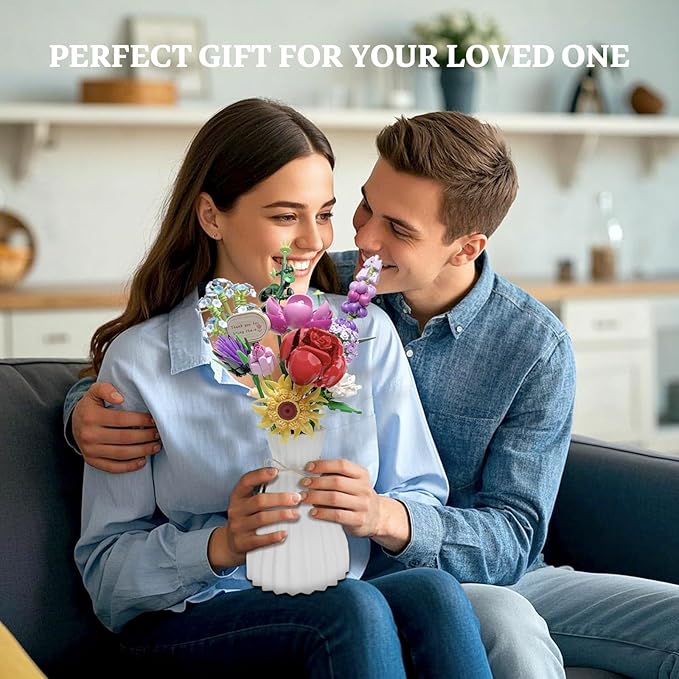 Flower Bouquet Building Toys for KidsBotanical Collection with 10 Unique Blooms DIY Artificial Flowers Building Blocks SetGifts for Valentine's DayHome &amp Office DécorAges 6+