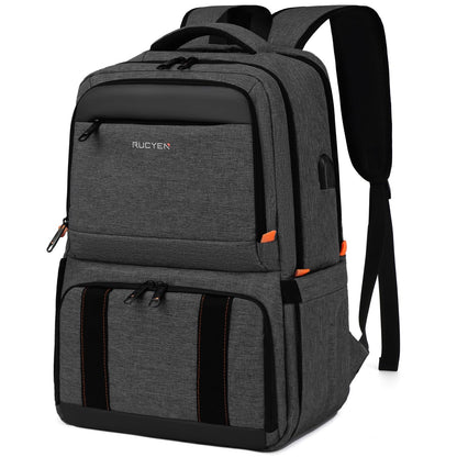 RUCYEN Lunch Backpack, Insulated Cooler Backpack Lunch Box for Men Women, 15.6 Inches RFID Blocking Laptop Backpack with USB Port Lunch Bag for Work Travel Black