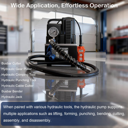 Electric Hydraulic Pump 10152 PSI, 1200W, 110V, with 9.1 ft Oil Pipe 0.92 US Gal Capacity, Single Acting Solenoid Valve, Handheld Switch for Bending, Lifting, Pressing, Punching, Jack (Black)